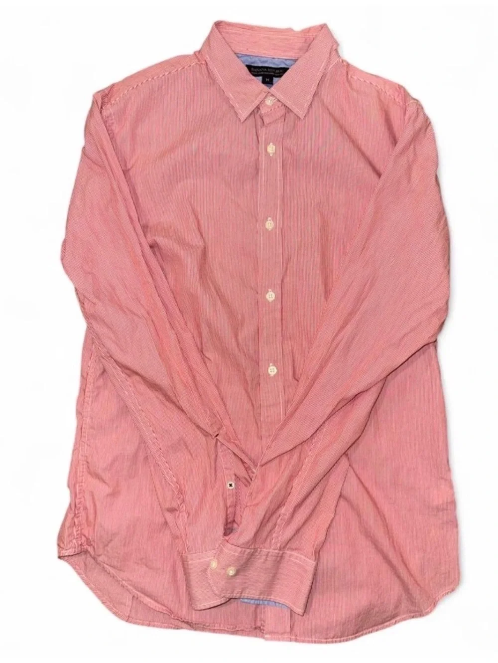 Men’s Banana Republic coral striped button up shirt Size Medium